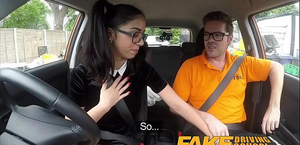  Fake Driving School Sexy Spanish Learner sucks Big Cock for lessons